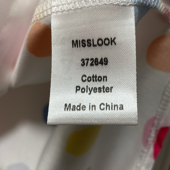 MISSLOOK White with Colorful Polka Dots Button Down  Long-Sleeve Blouse XXL NWOT - Picture 5 of 12